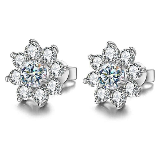 Moissanite Cluster Stud Earrings