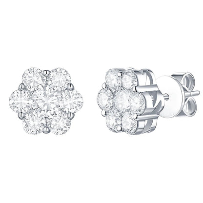 Moissanite Flower Cluster Stud Earrings