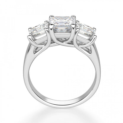 2.50 CT Asscher Cut Moissanite 3-Stone Engagement Ring