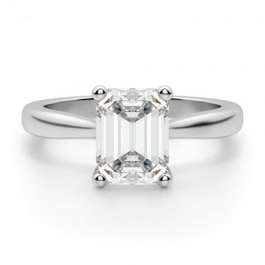 2CT Emerald Cut Moissanite Solitaire Ring