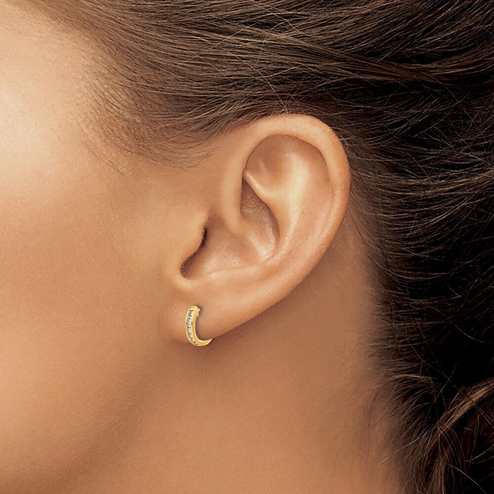 0.15 CT Moissanite Hoop Earrings 14k Yellow Gold