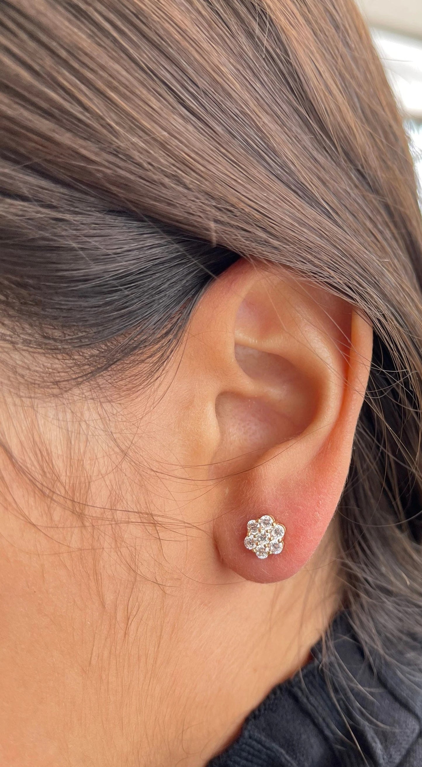 Moissanite Cluster Stud Earrings