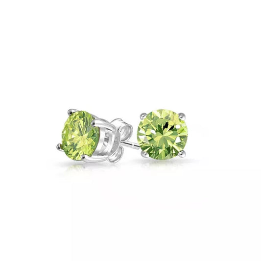 Round Peridot Stone Studs Earrings 6mm