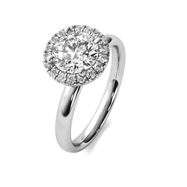 Halo 1.42 Ct VVS2 G Diamond Round Cut Engagement Ring 14k White Gold Plated