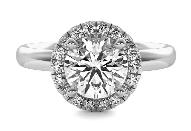 Halo 1.42 Ct VVS2 G Diamond Round Cut Engagement Ring 14k White Gold Plated