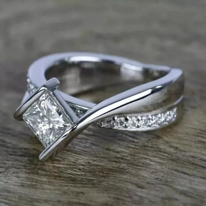 Princess Cut 2Ct Lab Created Diamond Women Engagement Ring