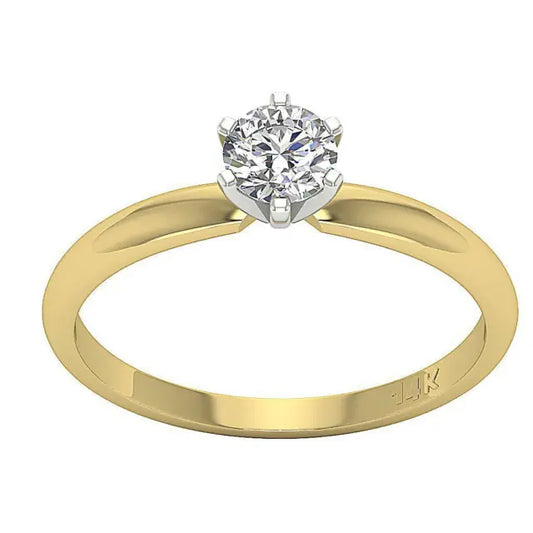 0.40Ct Round Cut Natural Diamond Yellow Gold