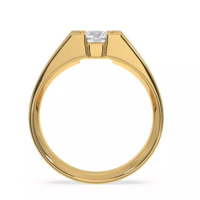 Solitaire Diamond Lab Created Men's Wedding Ring Gold 925 Silver