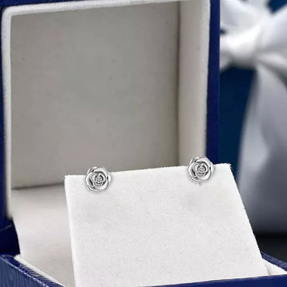 Sterling Silver CZ Stone Flower Stud Earrings Jewelry Gift For Women