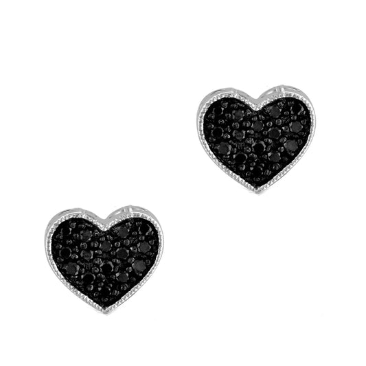 Lab-Created Black White Diamond Earrings Silver