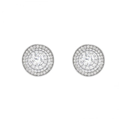 Round Cut Moissanite Stud Earrings 14K White Gold