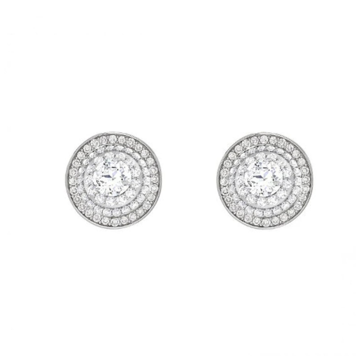 Round Cut Moissanite Stud Earrings 14K White Gold