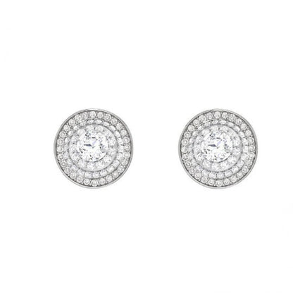 Round Cut Moissanite Stud Earrings 14K White Gold