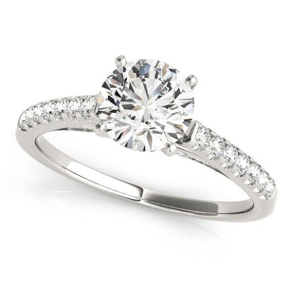 Solitaire 14K White Real Gold