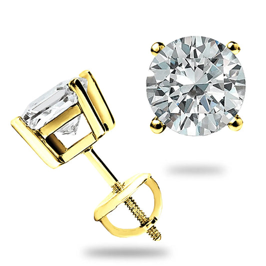 2CT Moissanite Stud Earrings Gold