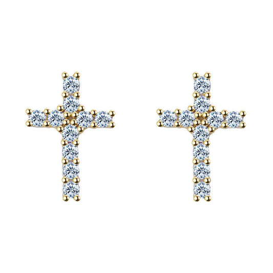 0.50Ct White Diamond Cross Stud Earring