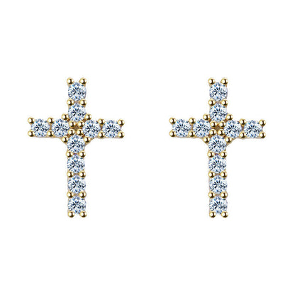 0.50Ct White Diamond Cross Stud Earring