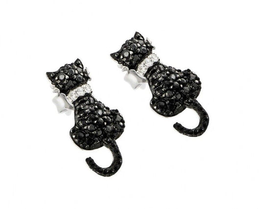 Cat Shape Black Diamond Earring