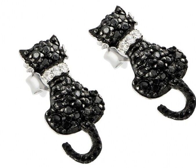 Cat Shape Black Diamond Earring