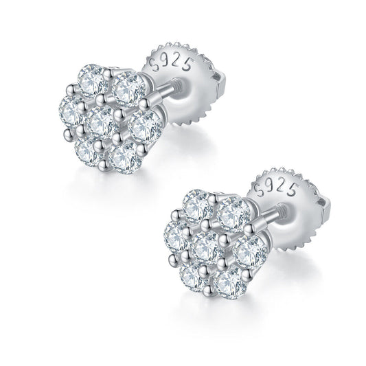 Flower Moissanite Earring Sterling SIlver