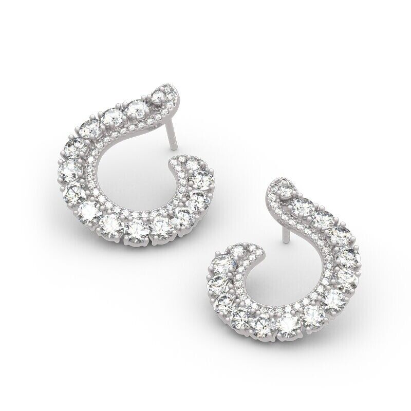 1.00CT White Diamond 925 Silver Earring