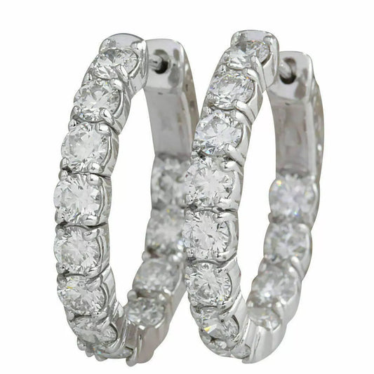 2.00Ct Round Lab Created Diamond 14K White Gold Wedding Hoop Earrings for Women