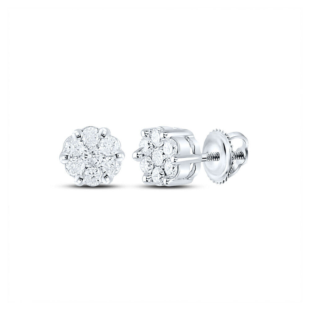 Moissanite Cluster Flower Stud