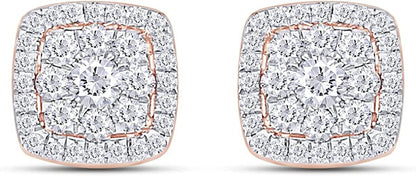 Moissanite Halo Stud Rose Gold Plated