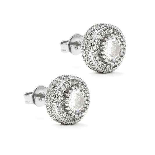 2Ct Round Cut Lab Created Diamond Women's Stud Earrings 14K White Gold Plated