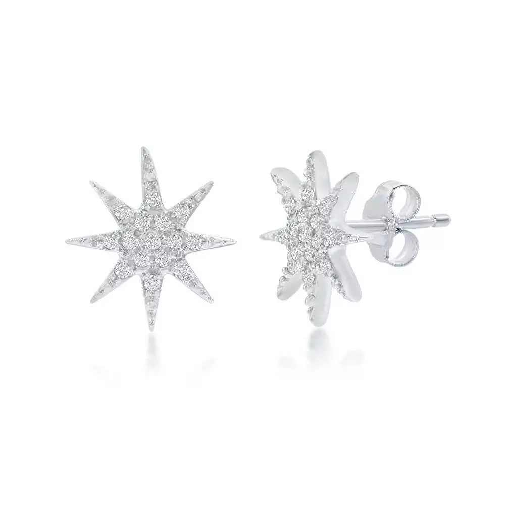 Moissanite Star Stud Earrings Silver