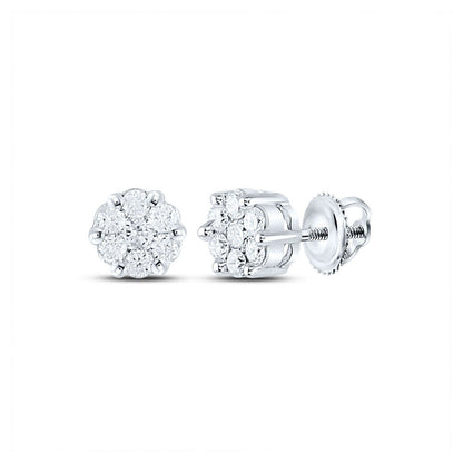 Moissanite Cluster Flower Stud