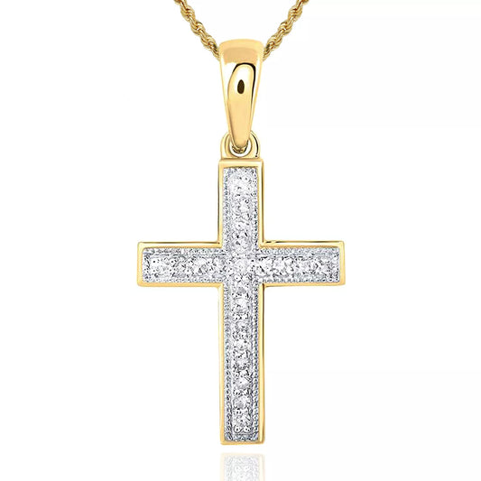 Moissanite Cross Pendant Yellow Gold