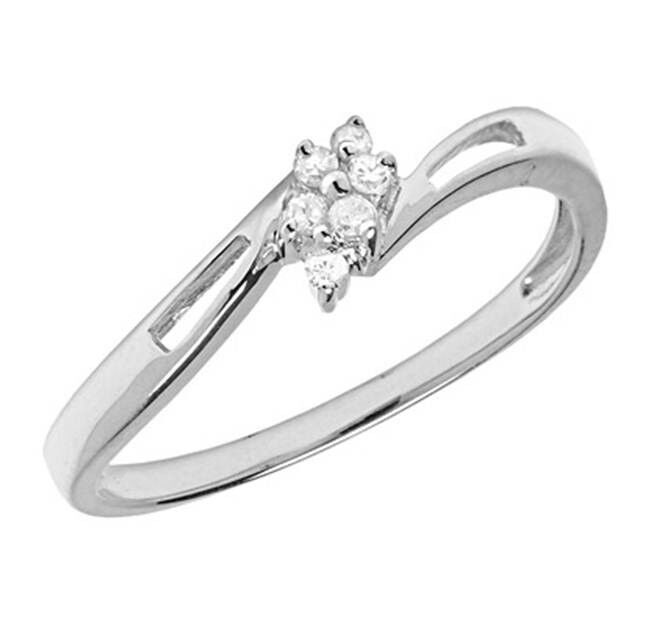 Cluster Engagement Ring White Gold