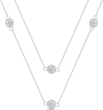 Silver Moissanite Yard Necklace