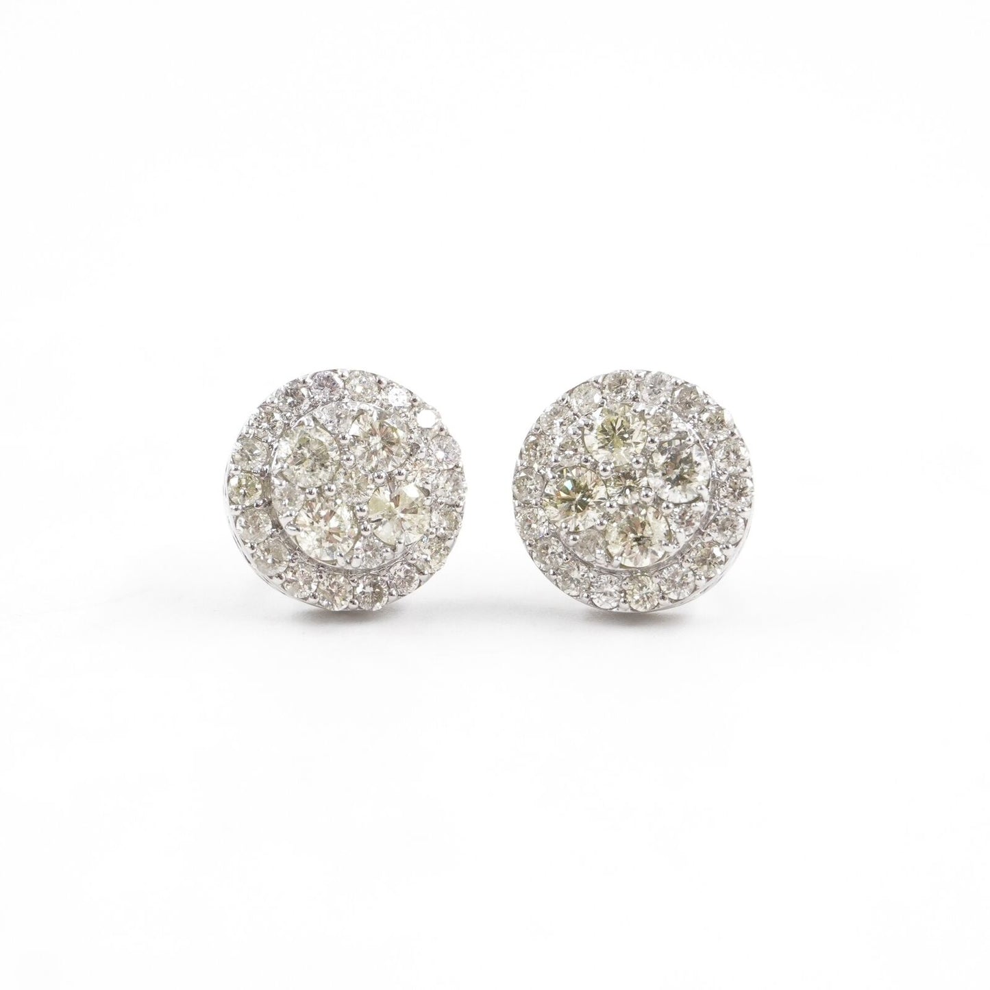 Moissanite Cluster Earrings White Gold