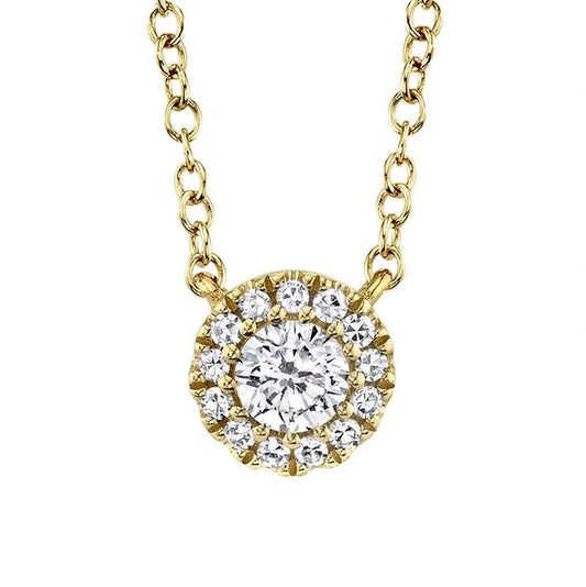 Moissanite Halo Necklace Gold