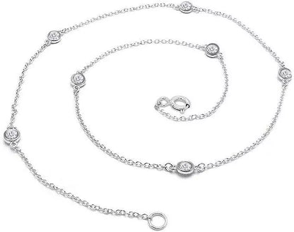 Silver Moissanite Yard Necklace