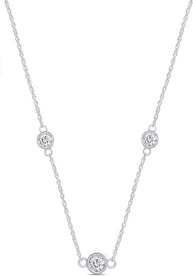 Silver Moissanite Yard Necklace