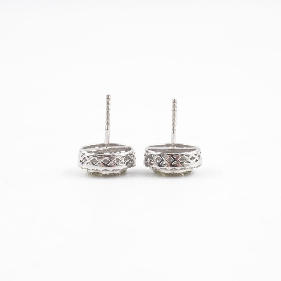 Moissanite Cluster Earrings White Gold