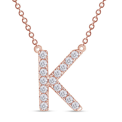 Initial Letter K Moissanite Necklace 18"