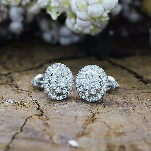 Wedding Halo Earrings White Gold