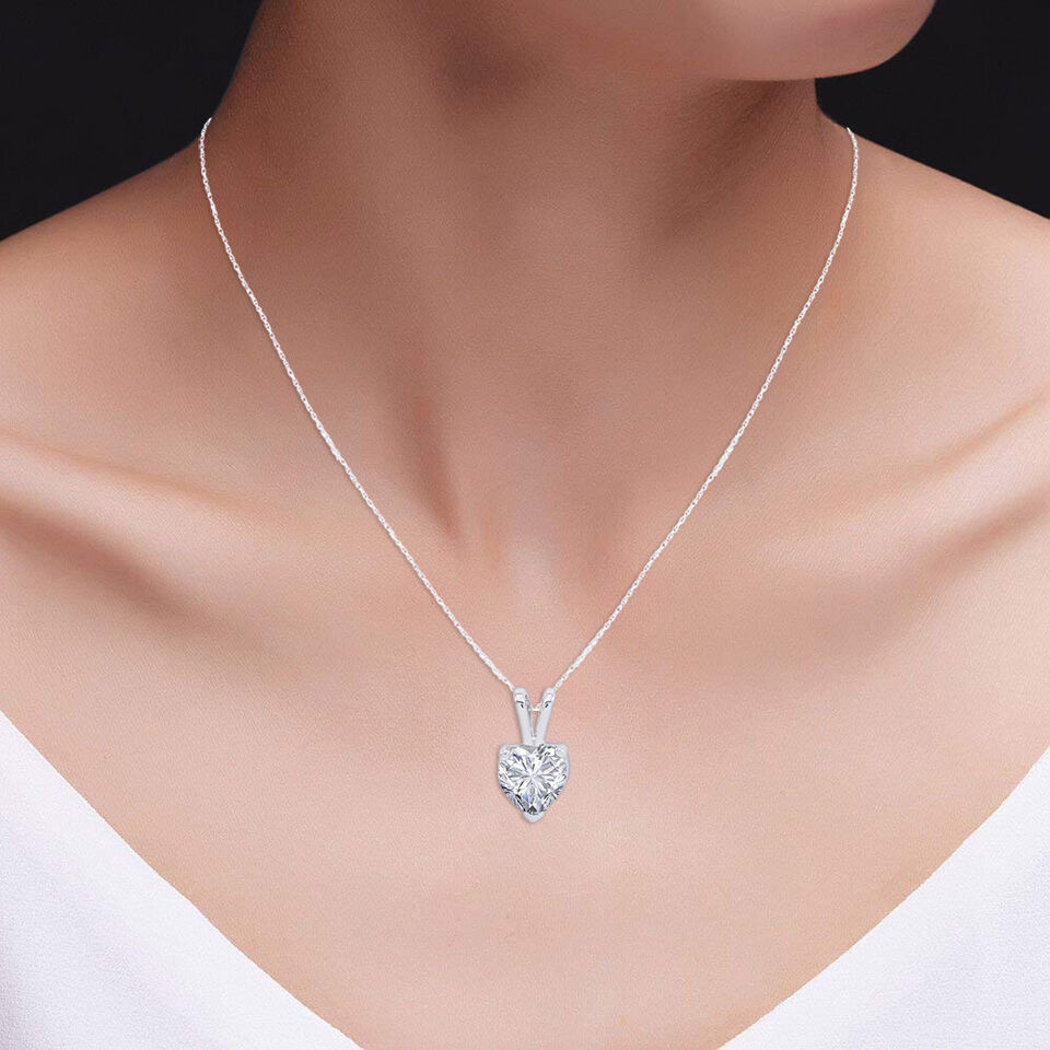 Heart Cut Moissanite Gold Necklace 18"