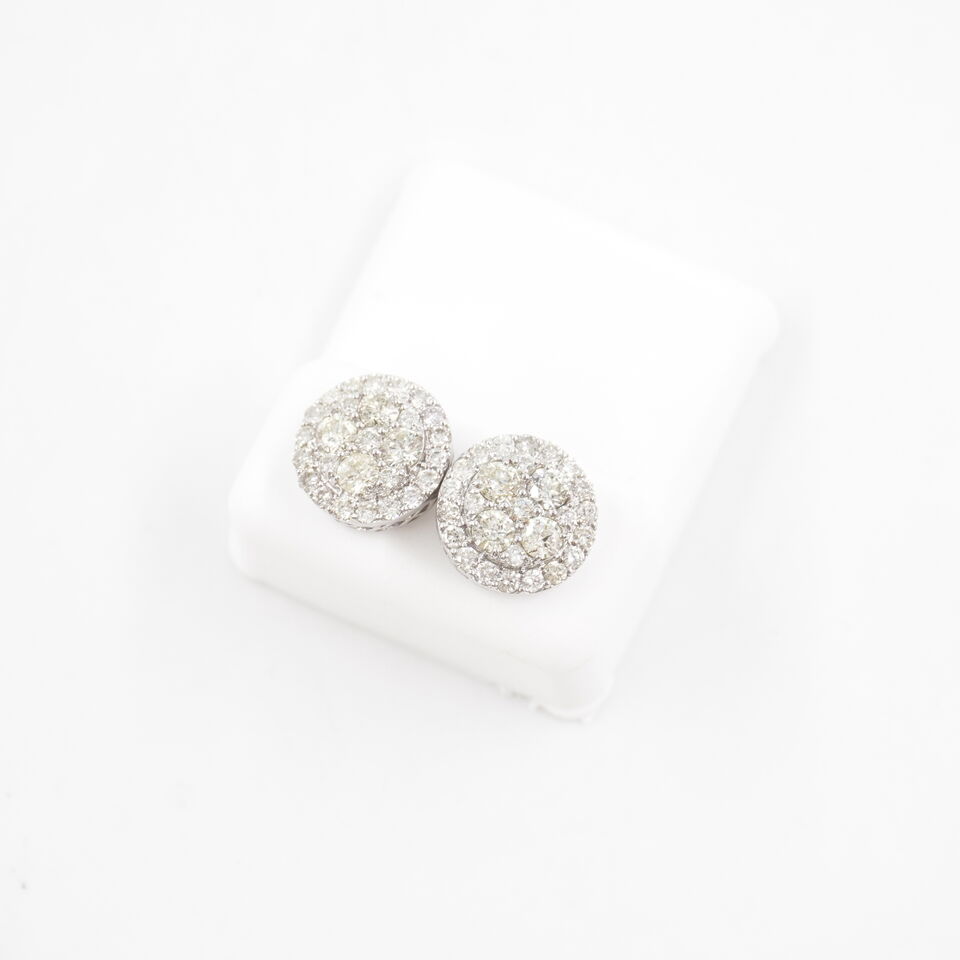 Moissanite Cluster Earrings White Gold