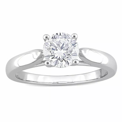 2 TCW Round Cut Natural Moissanite 14K White Gold