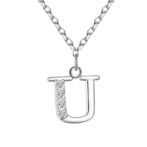 Moissanite Initial "U" Letter Pendant