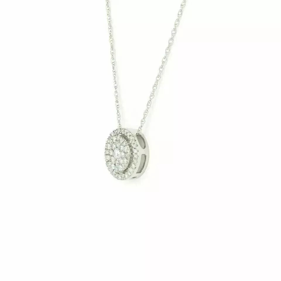 Silver Halo Cluster Pendant Necklace