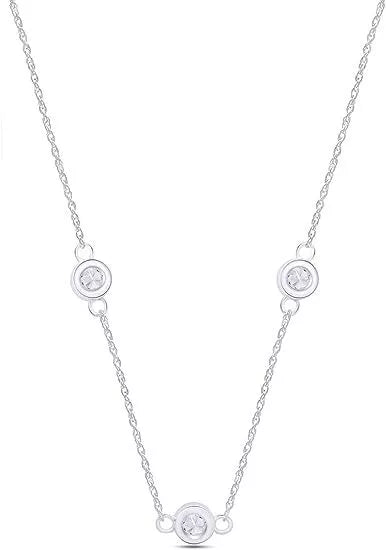 Silver Moissanite Yard Necklace