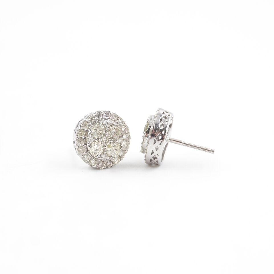 Moissanite Cluster Earrings White Gold